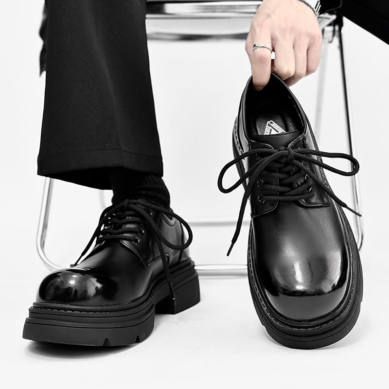 Fashion Derby Thick soled Men's Shoes Trendy fashion designer style Leisure Party Daily office wedding business Classic black shoes