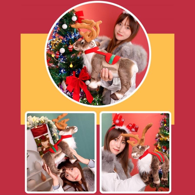 Simulation Deer Doll Plush Toy with Life Like Design Companion Stuffed Animals Toy for Children Christmas Gift Supply