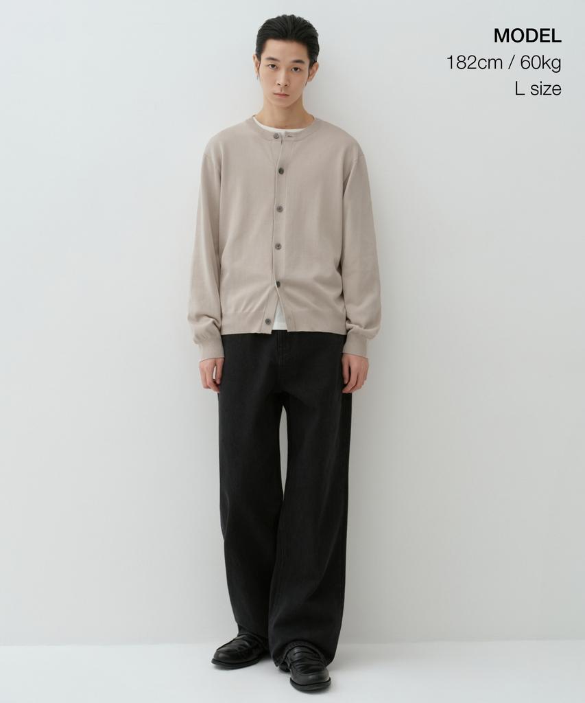 Musinsa Standard Washable Supima Cotton Round Neck Cardigan [Dusty Cream]