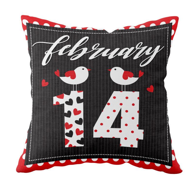 Valentine's Day Cushion Short Plush Love Printed Cushion Cover Car Bedside Cushion Gift