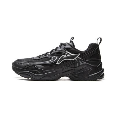 Li Ning Спортивная Жизнь Коллекция Синтетическая Кожа Низкие Массивные Кроссовки Мужские Черные AGCV433-3