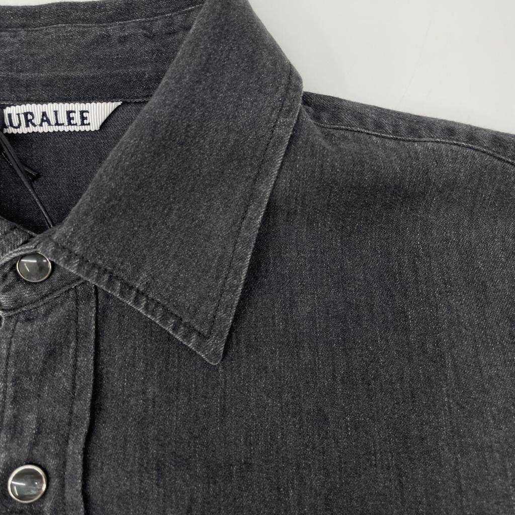 AURALEE A24Stainless Steel01GS Black SELVEDGE SUPER LIGHT DENIM SHIRT tops 3 blackUsed