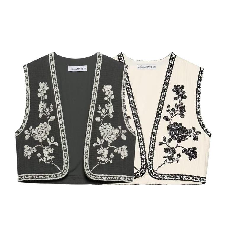 

TAOP&ZA Women s Sleeveless Embroidered Casual Vest Medium