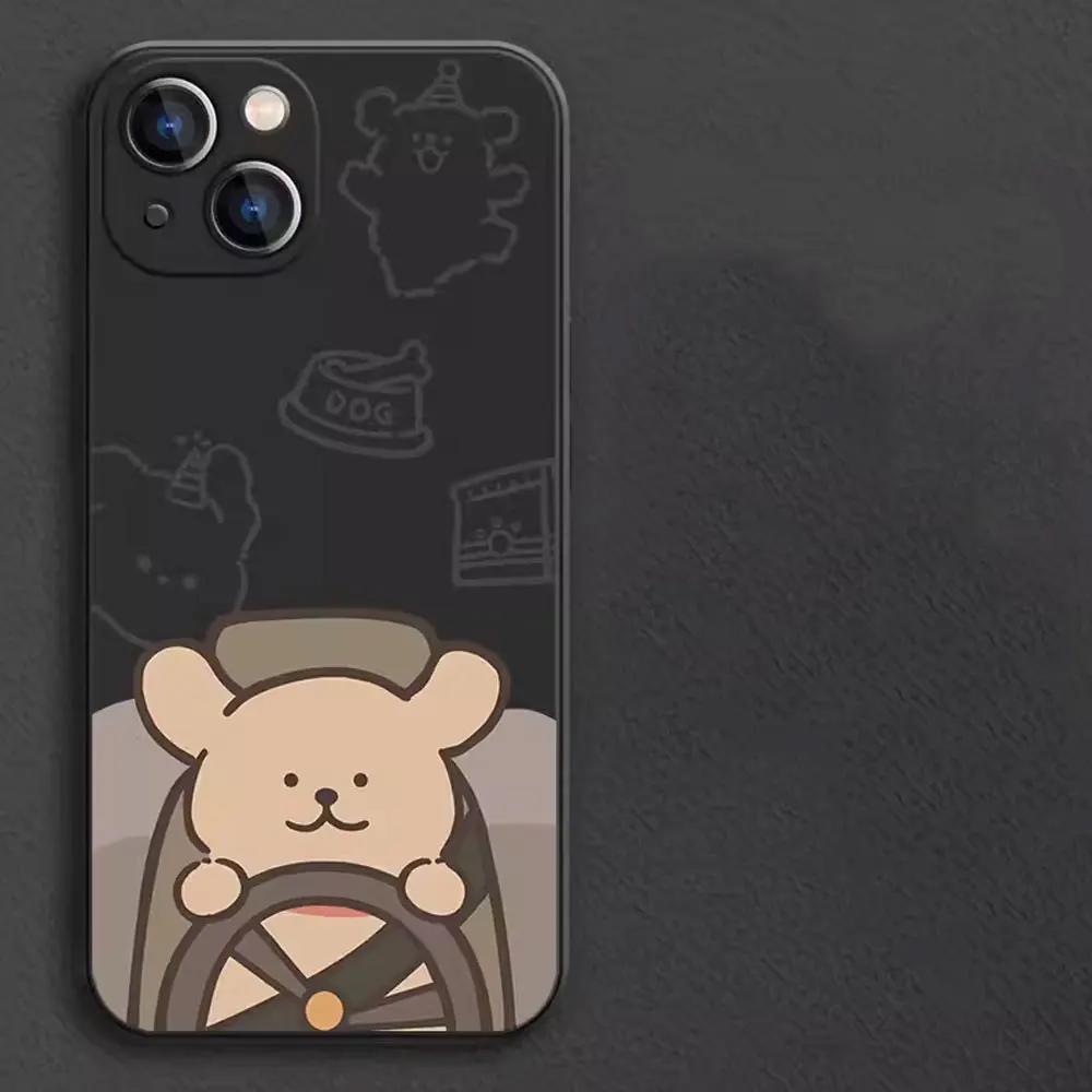 Cute Couple Cats on Call Pattern Phone Case for iPhone 17 16 15 14 13 12 11 16E Series Pro Max Plus Double Layer Protection