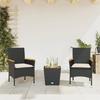 VidaXL Bistro Set with Cushions 3pcs Black Wicker Glass, Garden Bistro Set, Balcony Set, 3278745