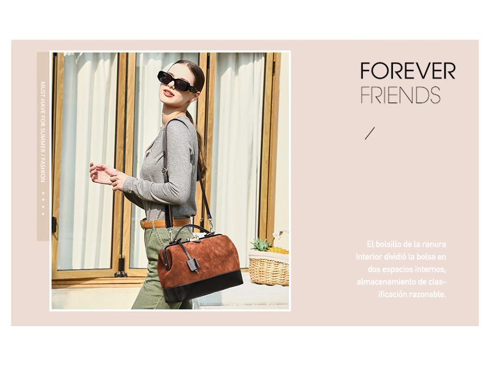 Black Angel Genuine Leather Women's Crossbody Doctor Bag with Suede Buckle