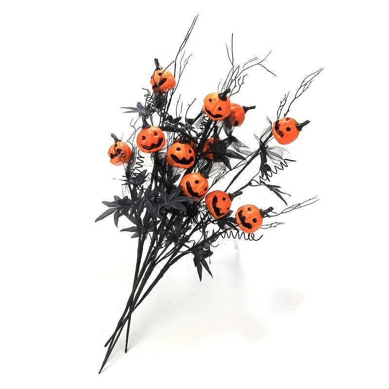 Terror Black Pumpkin Flower Bouquet for Halloween Party Decoration Creepy Branch Floral Arrangement for Home Haunted House Decor