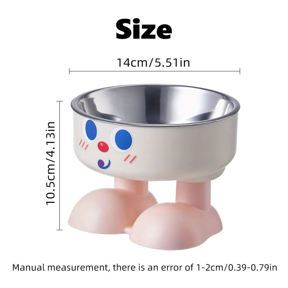 Cute Stainless Steel Pet Bowl Non-Slip Elevated Cat Bowl Chew-Proof Anti-Tip Pet Feeding Bowl Cat