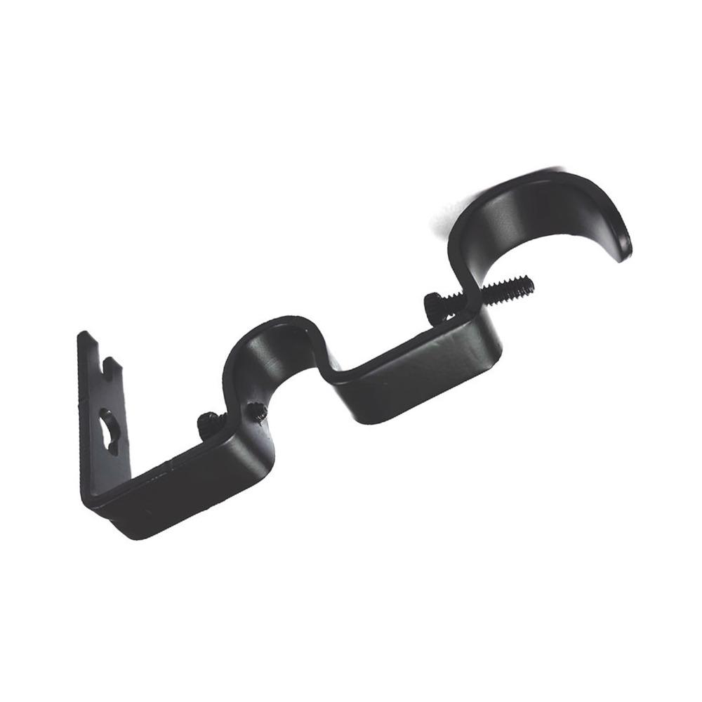 3Pcs 12.2 x 5.3cm Double Curtain Rod Bracket Iron Drapery Hook Curtain Rod Holder For Living Room