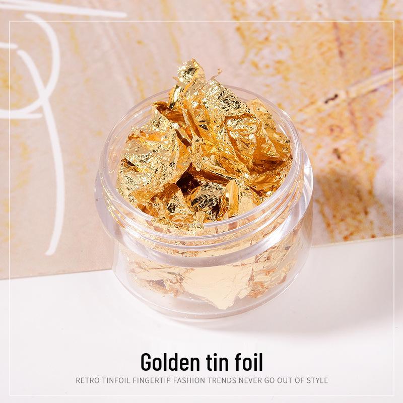 Gold & Silver Foil Nail Art Fragments - High Gloss K Gold Stickers & Sequins for Nail Decoration