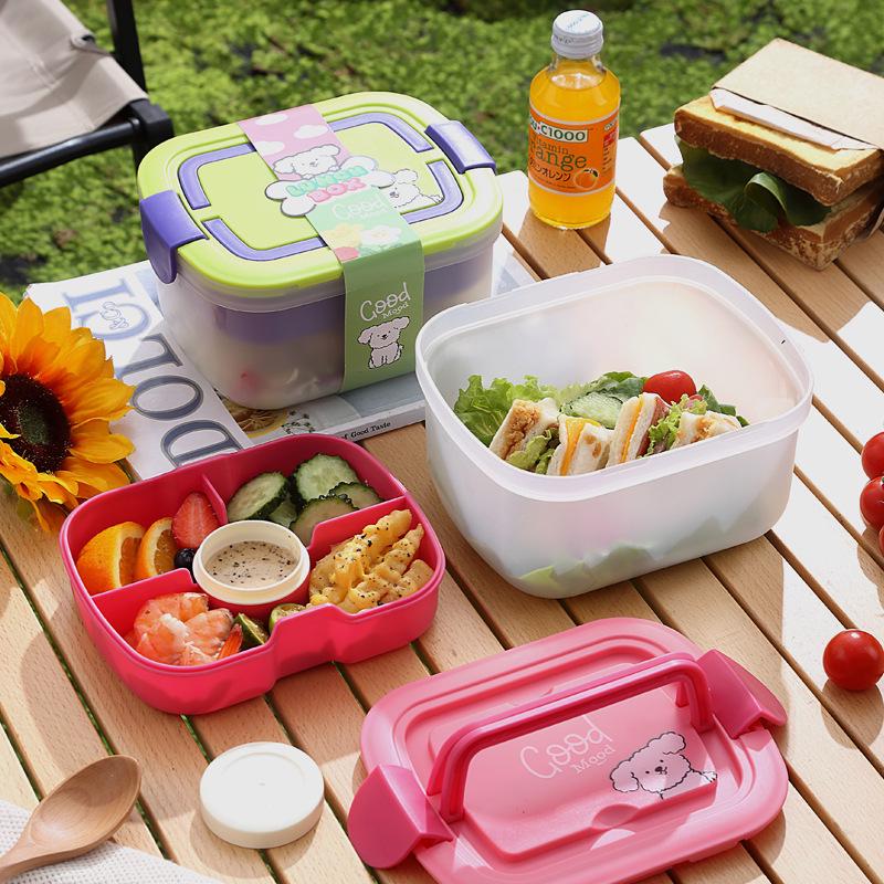 Portable Microwave-Ready Bento Box with Compartments for Students - Fresh-Keeping Salad & Snack Container