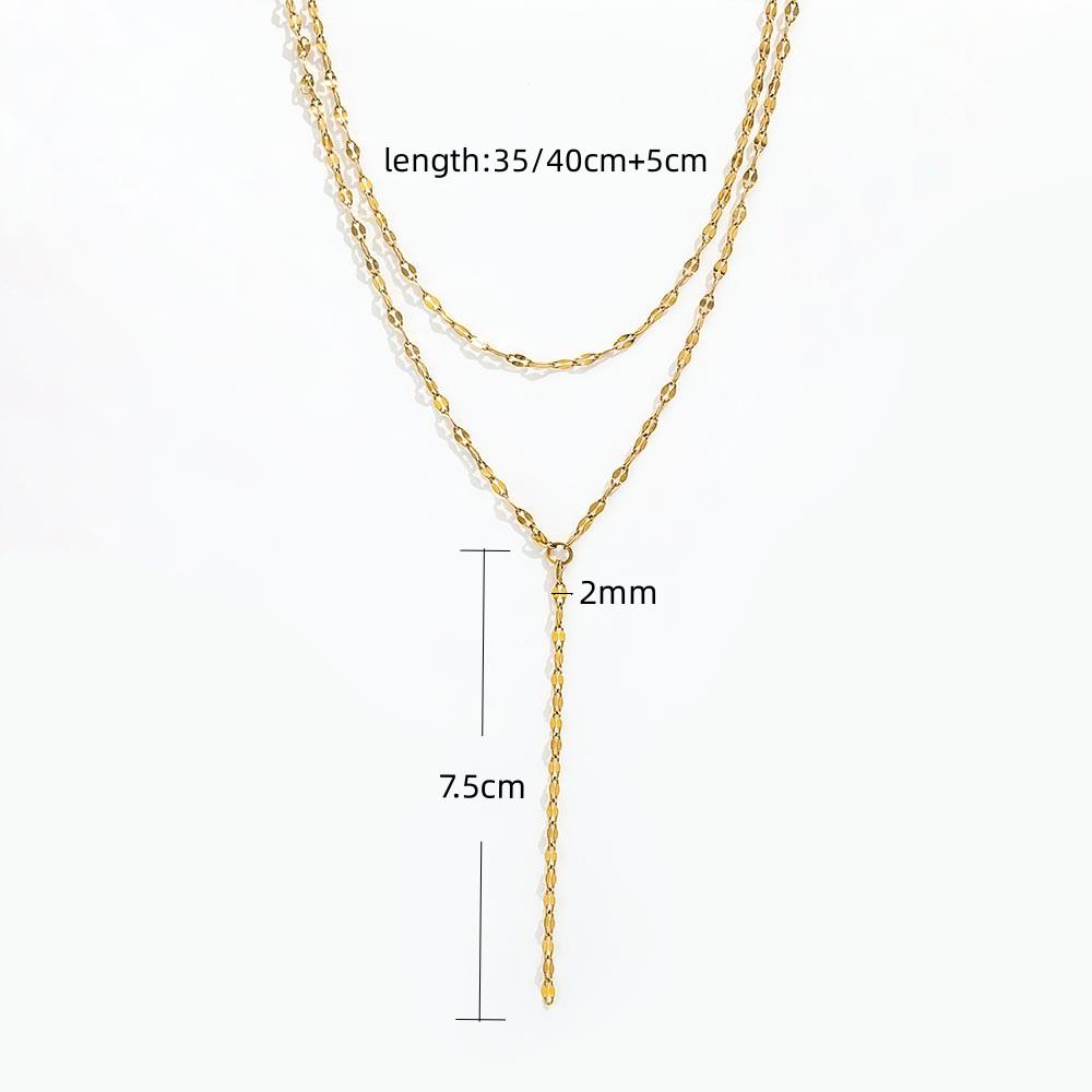 Fenny 18K Gold Plated Tarnish Free Elegant Fashion Lip Chain Double Layered Fringe Pendant Stainless Steel Necklace 35/40+5CM золотой