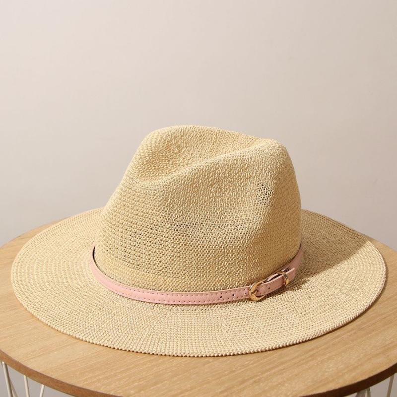 Classic Beige Panama Straw Hat Women's Casual Versatile Wide Brim Straw Hat Men's Summer Top Hat Sun Hat Women's