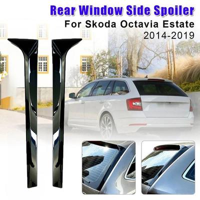 2 Stück glänzend schwarz Heckscheibe Seitenspoiler Canard Splitter Verkleidung für Skoda Octavia Estate 2014-2019