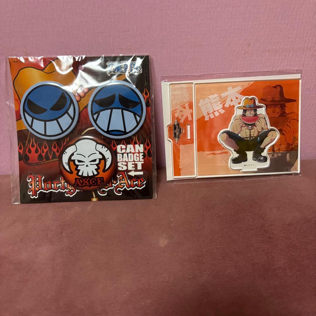 Used ONE PIECE Ace Can Badge Acrylic Stand Kumamoto