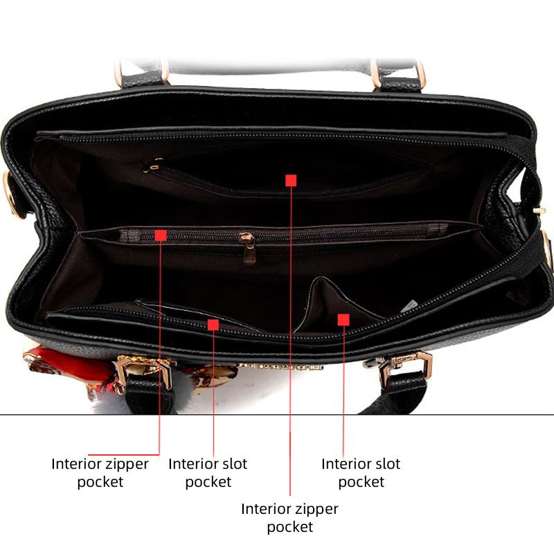 2025 New Stylish Large-capacity Solid Color Handbag PU Waterproof Messenger Bag Plush Pendant Simple Shoulder Bag