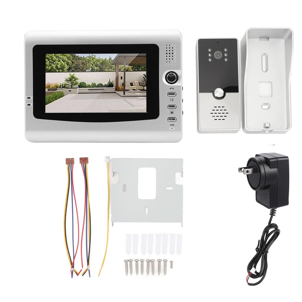 Wired Video Intercom System Smart Infrared Video Doorbell Camera with 7 Inch TFT Color Screen Displa