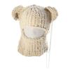 Knitting Balaclava Cap for Women Cute Bear Ears Plush Beanie Hat Handmade Face Cover Hat Crochet Hooded Hat for Party