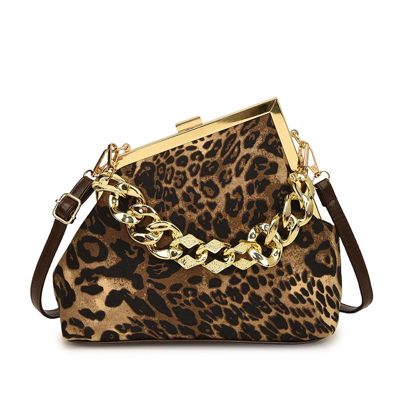 2025 Leopardenmuster Damen Mode Schultertasche mit dicker Kette - Europäischer & Amerikanischer Stil Trend