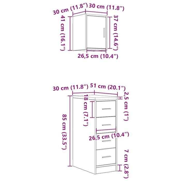 VidaXL Armoires de garage 2 pcs chêne fumé bois d'ingénierie 3328318