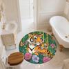Bamboo Forest Tiger,Round Area Rug,Carpet Rug for Living Room Bedroom Sofa Playroom Decor,Non-slip Floor Mat