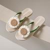 Summer sunflower imitation hemp rope grass travel wear flip-flops women's flat heels splint shoes beach slippers