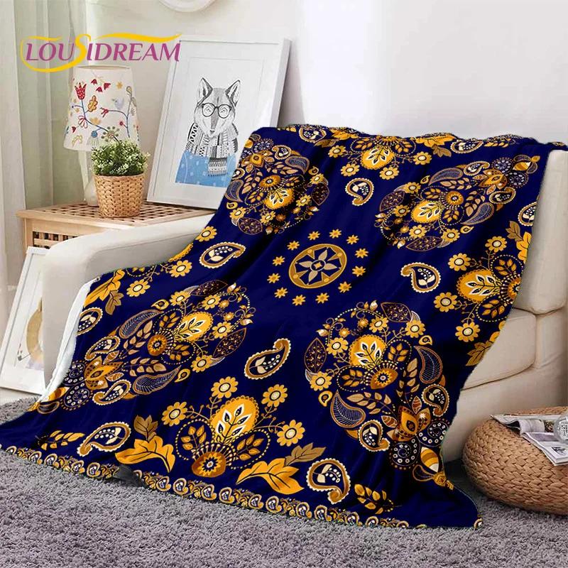 Turkey Persian Bohemian Mandala Flower Soft Flannel Blanket for Bed Bedroom Sofa Picnic,Throw Blanket for Outdoors Leisure Gift