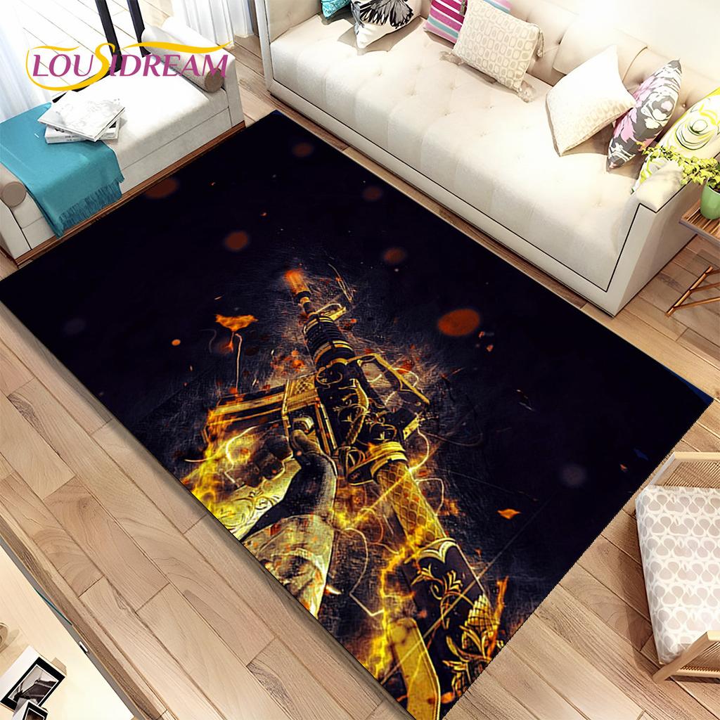 CS,USP,AK,M4,AWP,Gewehrpistolen-Patronengewehr-Bereichsteppich,Teppich für Zuhause, Wohnzimmer, Schlafzimmer, Sofa, Fußmatte, Dekor, rutschfeste Bodenmatte