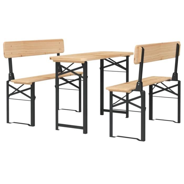 VidaXL Set of 3 Folding Beer Tables Solid Fir Wood 363112