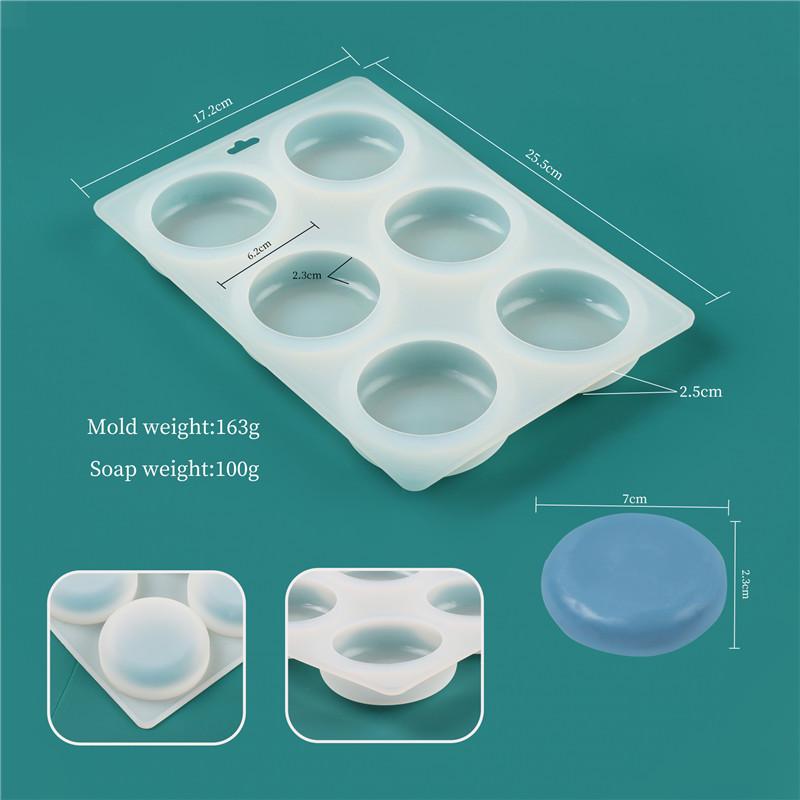 Silicone 6-Cavity Round Soap & Cake Mold