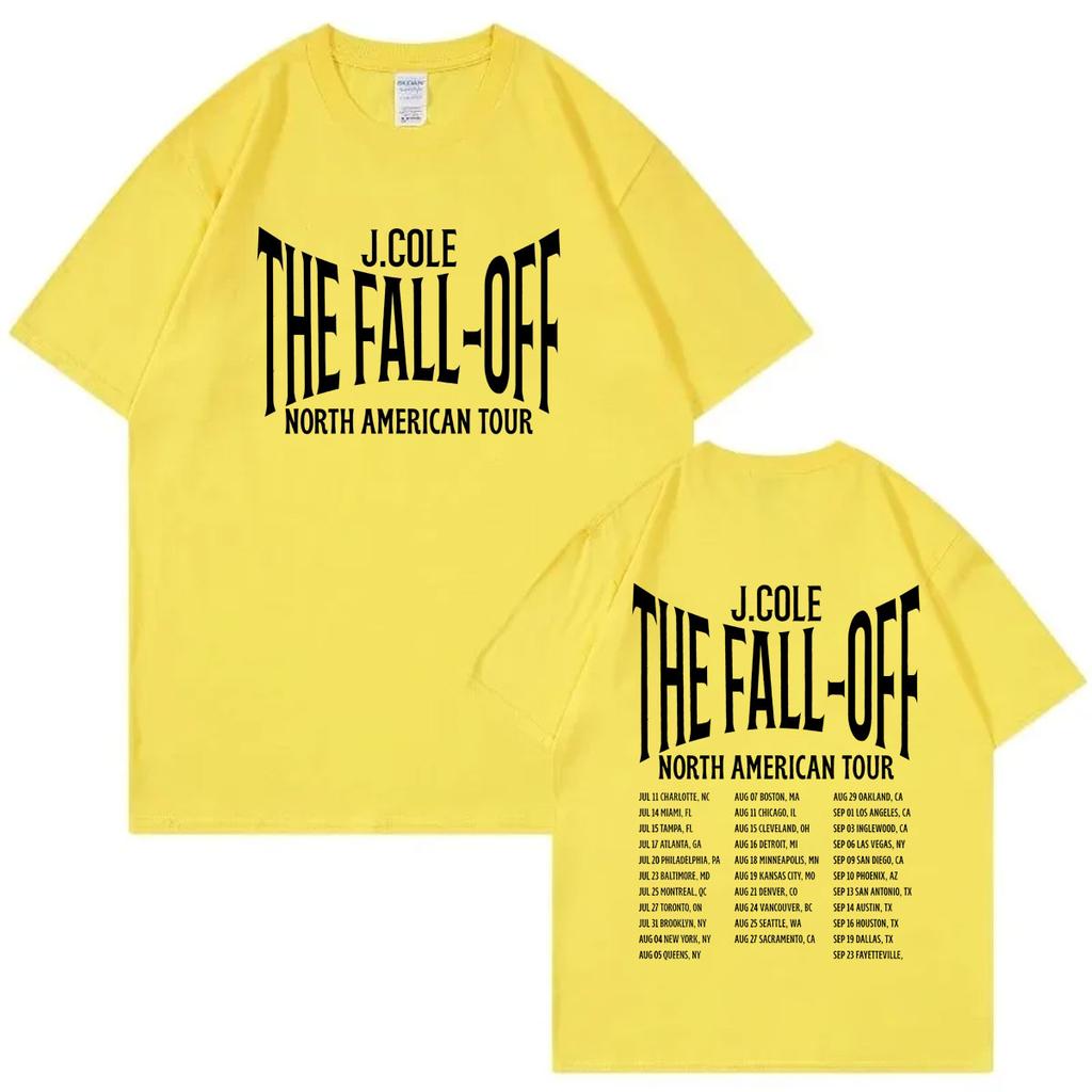 Rapper J Cole The Fall Off Tour 2026 Print T Shirt Harajuku Hip Hop Short Sleeve Tshirt Men Women Casual Fashion Loose Tshirts