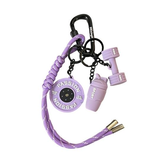 Fitness Keychain Weightlifting Fitness Equipment Charm with Keyring Weight Plate Dumbbell Key Chain Bag Backpack Charm Gift for Gym Enthusiasts