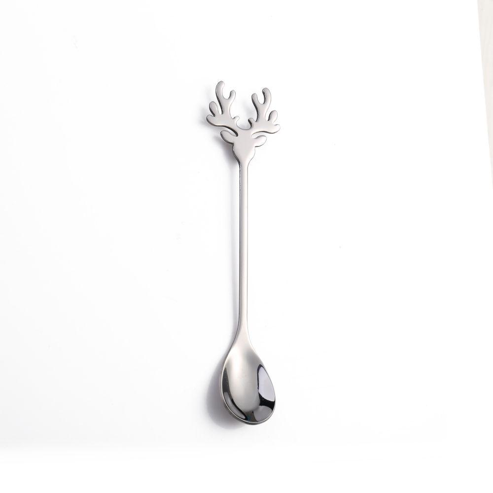 Reindeer-Themed 304 Stainless Steel Coffee and Dessert Mixing Spoon Gift Set In Cute Christmas Box
