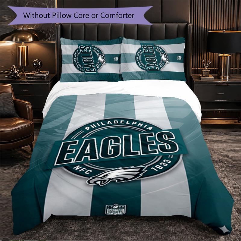 Set Biancheria da Letto in Microfibra con Fantasia Philadelphia Eagles 3 Pezzi Decorativo Copripiumino per Camera da Letto Uso Domestico