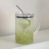 1L Drinking Glass Tumbler With Lid And Straw Glass Coffee Cup Glass Mug Milk Juice Cup Transparent Cup Juice Mocha Cups