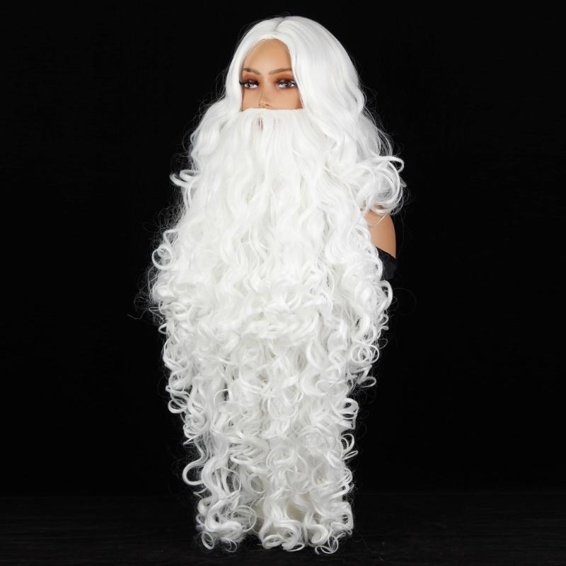 Santa Fancy Dress Costume Santa Clauses Wig and Beard Set for Cosplay Christmas