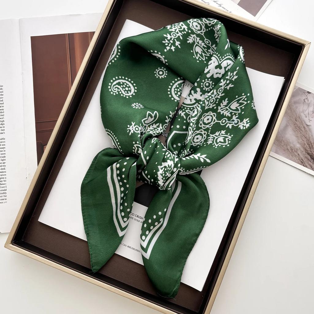 New Print Carriage Print Scarf Women'S Spring And Summer Soft Satin Scarf Retro Versatile Shawl Headscarf