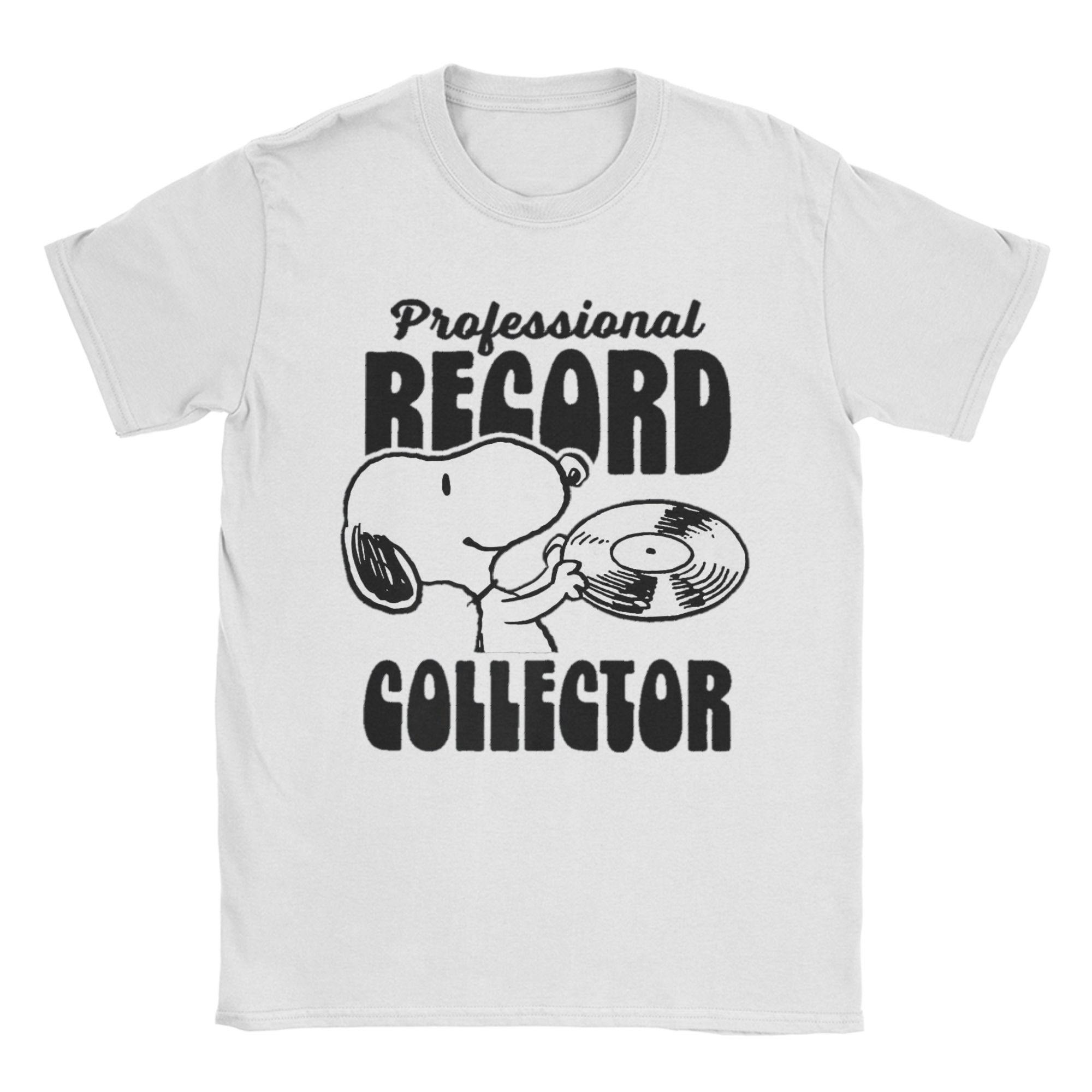 

MINISO Snoopys Pro Record Collector Tshirts for Men Women Cotton Clothing Retro Round Neck Short Sleeve 3XL