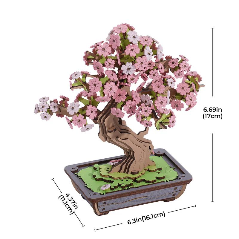 

Robotime Rolife DIY Wooden Sakura Bonsai DIY Wooden 3D Puzzle Crafts Wooden Flower Gift for Mom Wife Friends