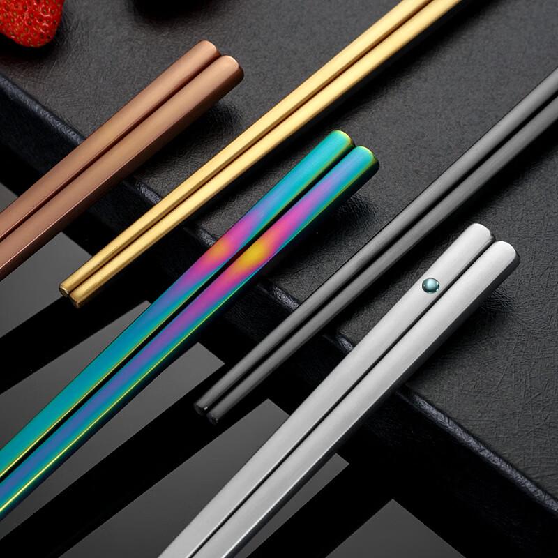 Ru Han 304 Gold Stainless Steel Square Chopsticks