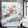 YXBeach Starfish Shell Shower Curtain, Bathroom Decorative Shower Curtain, Waterproof Shower Curtain with Hooks