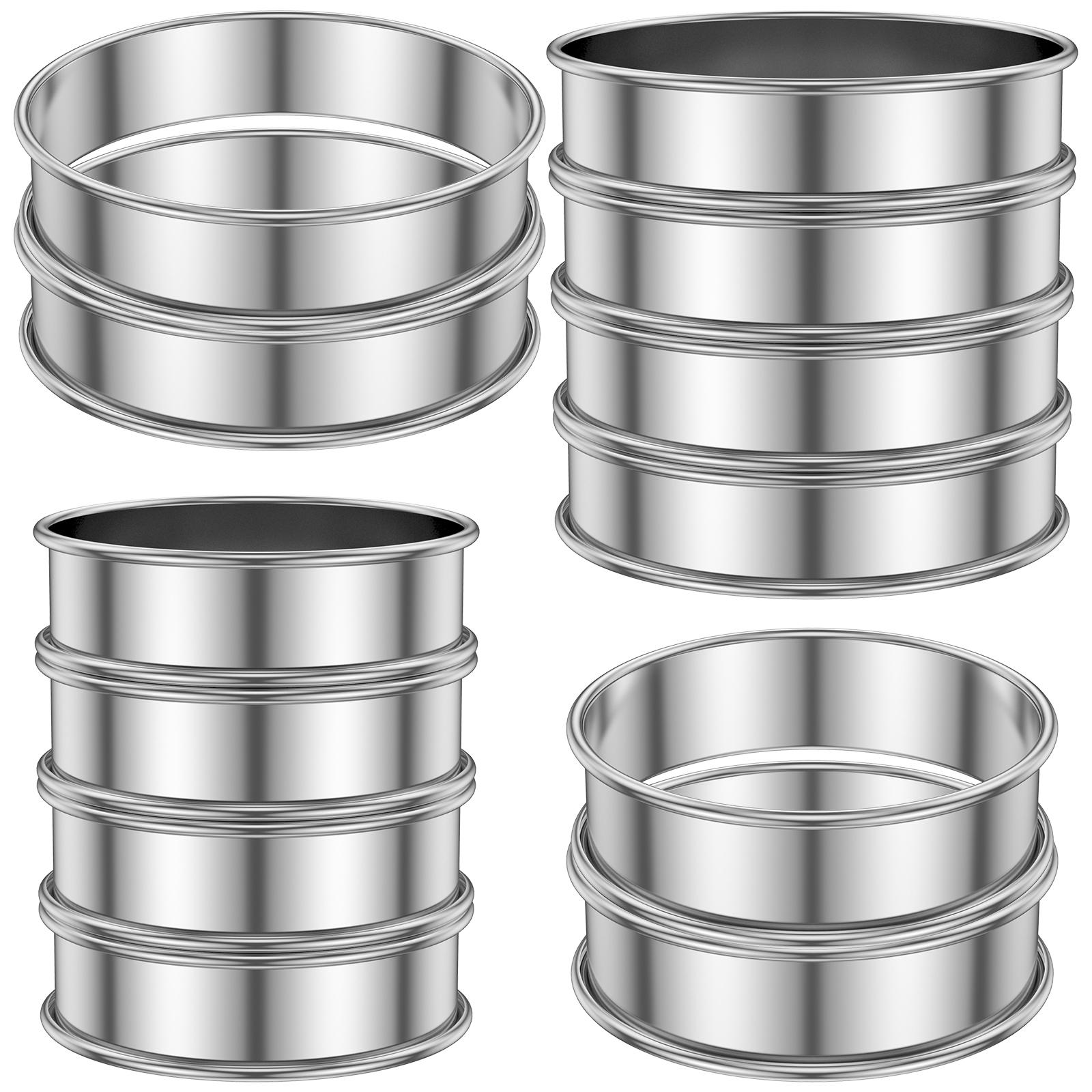 

12Pcs English Muffin Rings Crumpet Rings Double Rolled Tart Ring Stainless Steel Muffin Tart Rings Mold Food Making Bakeware