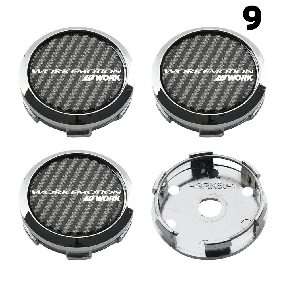 4PCS OD 60MM / ID 56MM Cap For Rims WORK EMOTION EQUIP MEISTER VS Emblem Wheel Center Cap Sport Car Logo Wheel Cover Hub Caps