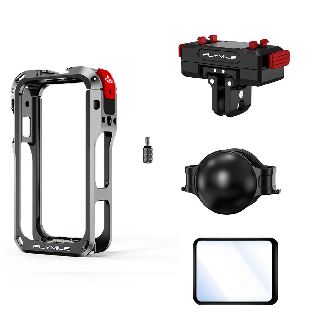 Flymile X6 Cage Metal Protective Case for Insta360 X6 Accessories Camera Aluminum Alloy Frame Cage with Silicone Lens Cover