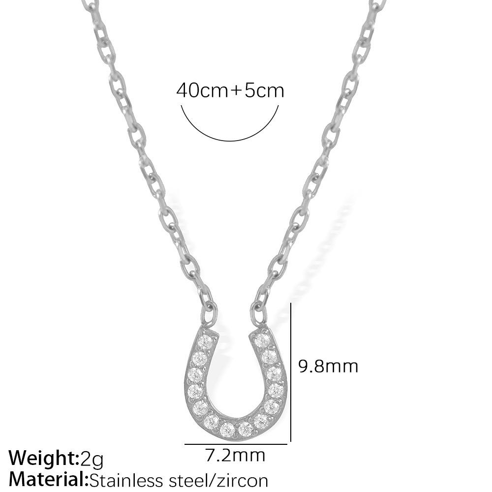 

2026 Horseshoe U-shaped Necklace for Women, Light Luxury, Simple and Versatile, Niche Design Full of Diamonds, Pendant, High-end Collarbone Chain 45CM