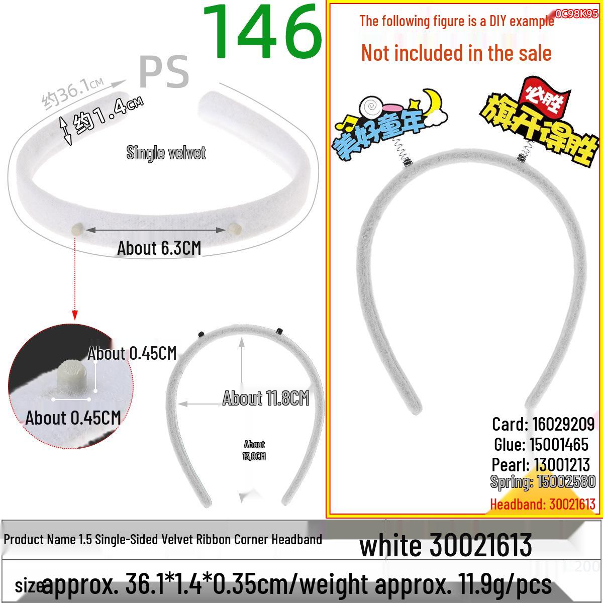 

1,5 см Односторонний бархатный красный угловой ободок - Рождественский аксессуар для волос своими руками