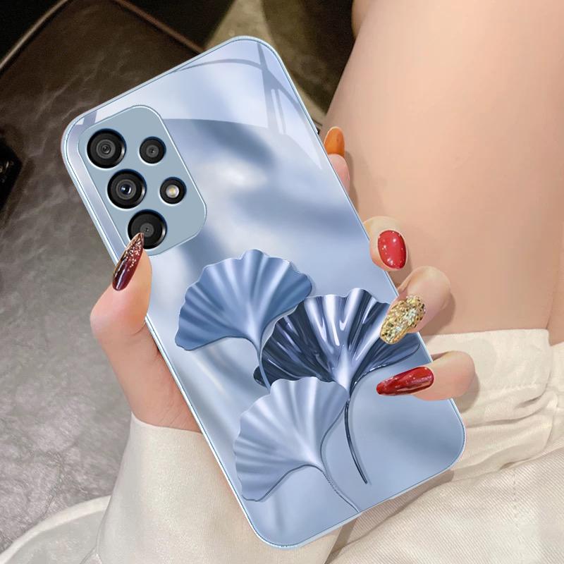 Abstract Ginkgo Leaves For Samsung Galaxy S10 4G S20 11E 30 S21 22 S24 Fe Pro S23 S25 Ultra 5G S9 Tempered Glass Phone Case