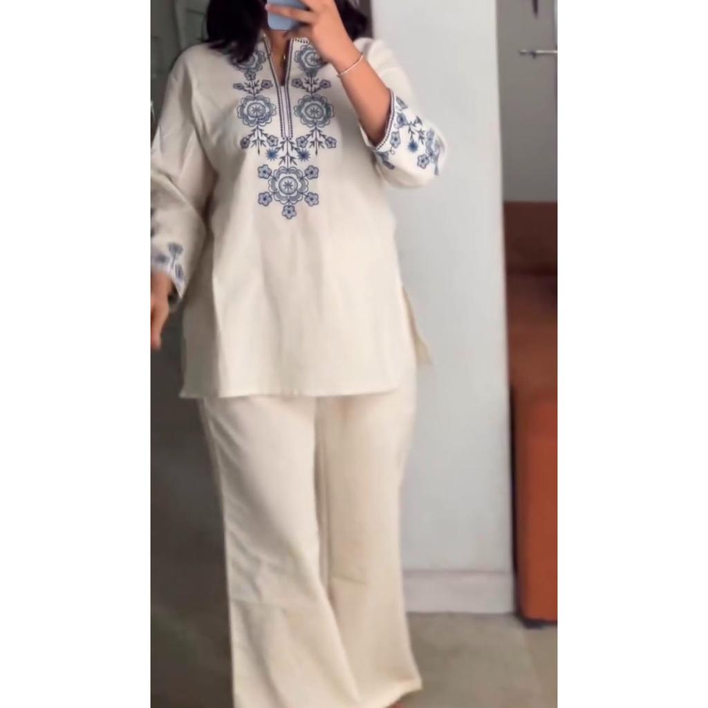 Ensemble Kurta Palazzo en Coton Flex Premium pour Femmes Tenue de Fête Indienne Ensemble Kurti à Cordon