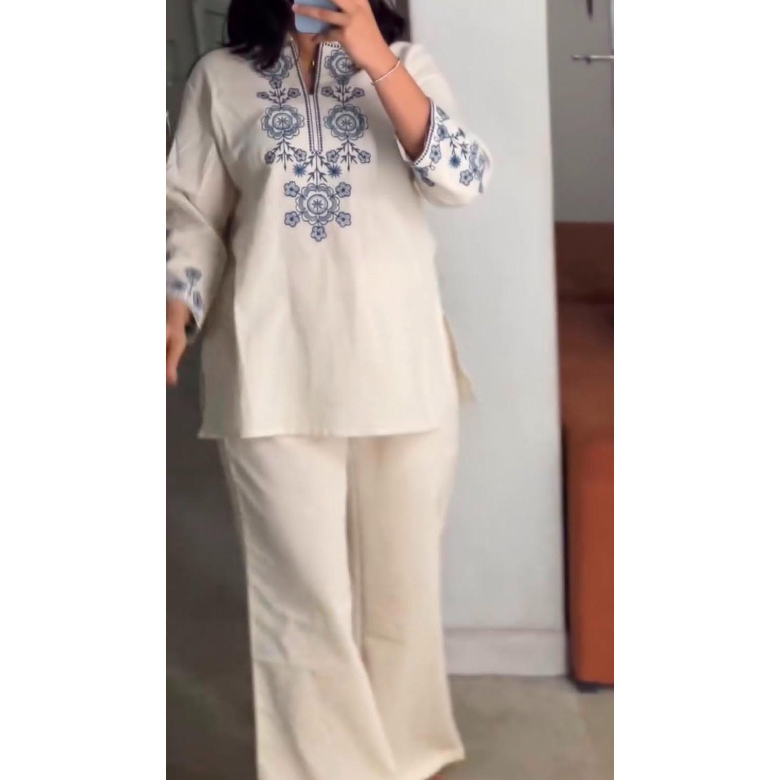 Premium kokvilnas elastīgs sieviešu kurta Palazzo
