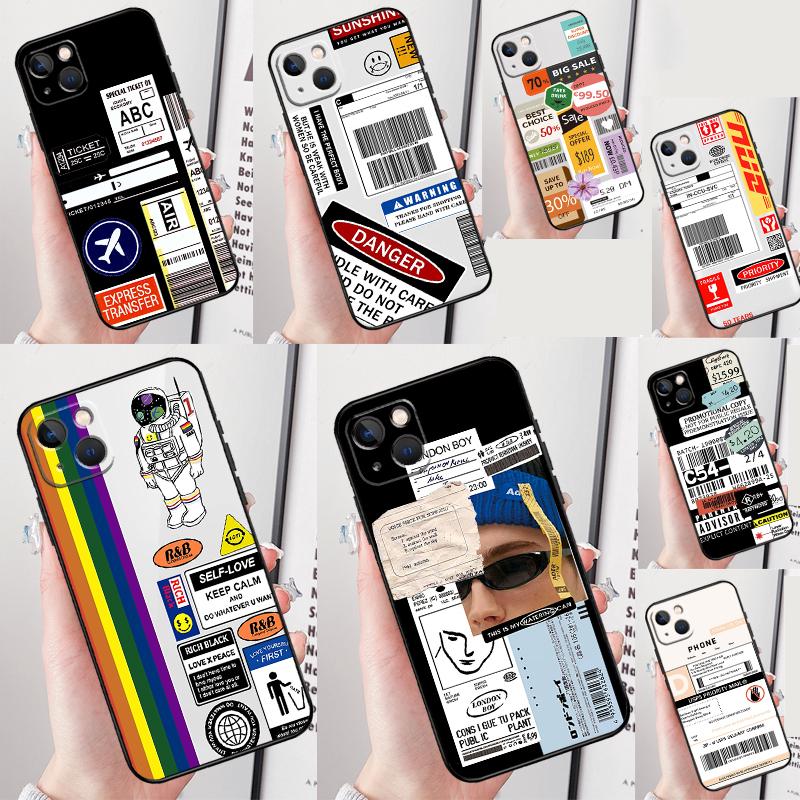 Barcode Label Cool Boys Girls Phone Case For iPhone 16 Pro 15 Pro 13 12 Mini 11 14 Pro Max XR 16 15 Plus 16e Cover Coque